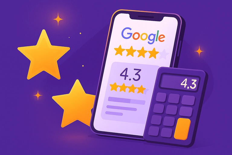 How Google calculates the average rating of five star Google reviews