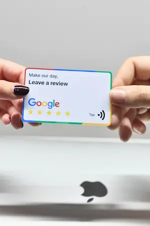 An NFC card to respond to a Google review