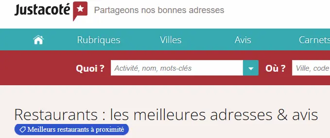 Justacoté listing your restaurant
