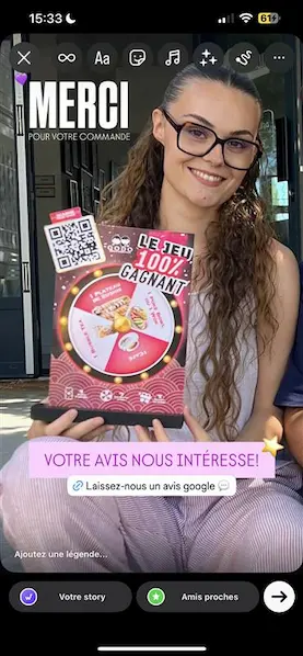 Example of an Instagram story for the Google review link