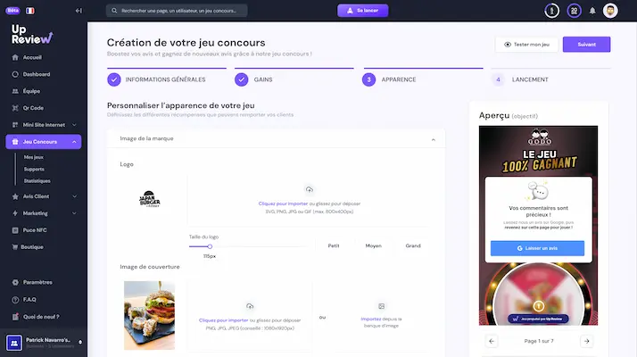 referencing your restaurant up review interface